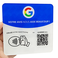 Autocollants de table en acrylique RFID NFC 13,56 MHz Ntag213, carte NFC pour avis Google, support tactile mobile pour réseaux sociaux avec code QR