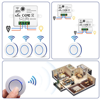 Interrupteur sans fil RF433MHz 220V 110V 10A, contrôleur de relais, mini interrupteur mural à bouton rond, télécommande pour lampe LED