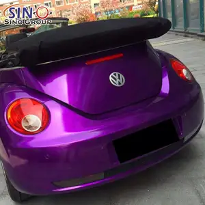 CG-07 Plus Récent Voiture Corps Brillant Couleur Violet Super Stretch À faible viscosité Colle Métallique Film D'enveloppe de Vinyle de Chrome