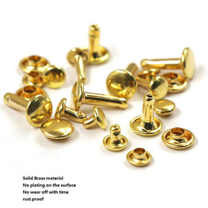 4mm 5mm 6mm 8mm 9mm 10mm 12mm <span class=keywords><strong>Rivet</strong></span> à double capuchon en laiton massif <span class=keywords><strong>couleur</strong></span> or pour cuir - Product Image 5