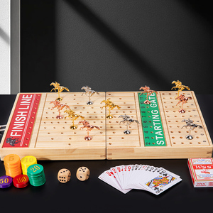 <span class=keywords><strong>Gioco</strong></span> da Tavolo <span class=keywords><strong>di</strong></span> Corse <span class=keywords><strong>di</strong></span> Cavalli in Legno Massiccio Pieghevole, Edizione Lusso <span class=keywords><strong>per</strong></span> <span class=keywords><strong>Adulti</strong></span> con Cavalli in Metallo - Product Image 3