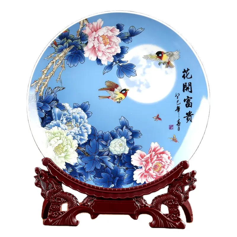 China Leverancier Blossom Rijke En Nobele Porselein Decoratieve Plaat Ornamenten Voor Home Decoratie