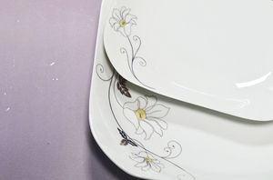 Décalcomanie en forme carrée 10.5 pouces, assiettes à dîner en céramique, assiettes en porcelaine pour la vente en gros - Product Image 4
