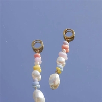 Pendientes Colgantes de Perlas Barrocas Delicadas con Cristal Rojo Cuarzo, Chapados en Oro sobre Plata de Ley, Joyería de Boda para Mujer, Resistentes al Deslustre
