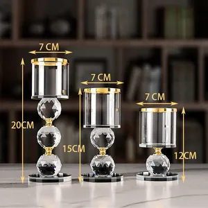 JY Tisch lampe Glas Kerzenhalter Dekoration Kerzenhalter Fabrik Großhandel Hot Selling Crystal Crafts mit Geschenk box