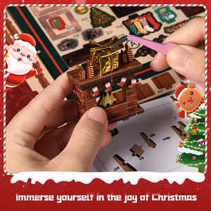 Nouveau modèle miniature, nouveau design, Nook Book, puzzle en bois 3D, kit de Nook Book magique de Noël avec housse anti-poussière et lumière tactile LED - Product Image 3