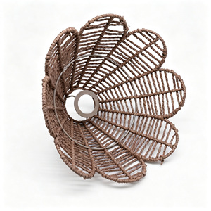 Handgefertigte Blumen-Tischlampe aus Dekopapier und Geflochtenen Schnüren im Retro-Vintage-Design, Schmutzabweisend für Schlafzimmer und Wohnzimmer-Ambiente - Product Image 2