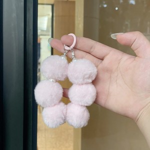 Porte-clés en peluche pompon coloré, <span class=keywords><strong>cordon</strong></span> anti-perte pour téléphone portable avec perles et breloque boule de poils, bijou à suspendre - Product Image 6