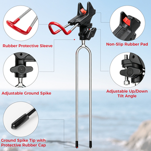 <span class=keywords><strong>Support</strong></span> de canne à pêche à insérer dans le sol, réglable à 360 degrés, accessoires détachables pour la pêche en mer, en lac et en rivière - Product Image 3