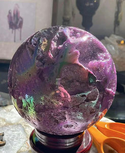 Esfera de Esferalita Electrochapada en Rojo Rosa, Cristal Pulido, Hecha a Mano, para Decoración del Hogar, Venta al Por Mayor - Product Image 3