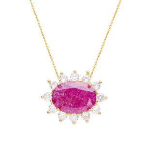 2024 tempérament luxe ovale fleur <span class=keywords><strong>vert</strong></span> <span class=keywords><strong>violet</strong></span> pierres précieuses mode coloré diamant collier en acier inoxydable femmes collier bijoux - Product Image 6