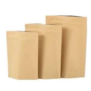 2024 पुनः बंद करने योग्य भूरे रंग के क्राफ्ट पेपर पैकेजिंग बैग