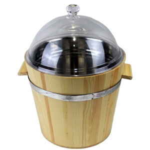 Seau de rangement en bois pour supermarché avec couvercle en plastique, seau pour aliments secs - Product Image 4