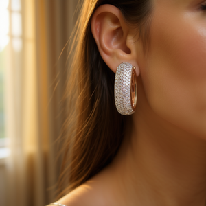 Orecchini di Lusso in Oro Rosa con Diamanti, Taglio Brillante Rotondo, Colore H, Diamanti Naturali, Gioielli da Donna per Uso Quotidiano - Product Image 2