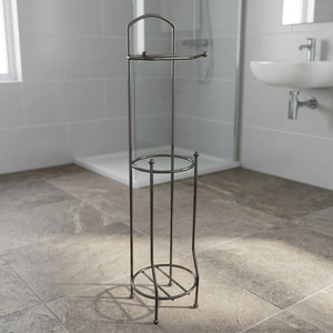 Modern Minimalist Stainless Steel Paper Holder Stand Circular Tiered Design Free Standing <b>Bathroom</b> <b>Accessory</b> - Product Image 4