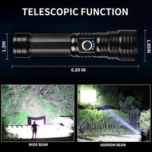 <b>Rechargeable</b> Long-range Searchlight Camping Flashlight <b>LED</b> Outdoor <b>Light</b> with 1500 Lumens and 260m Beam Range - Product Image 4