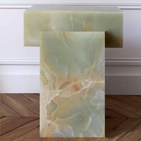Design populaire Moderne De Luxe Pierre Onyx Vert Blanc Rose Onyx Salon Table D'appoint En Marbre Pour Salon