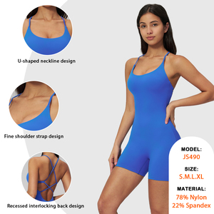 <span class=keywords><strong>Venka</strong></span> Hollow Cross - Prenda Moldeadora de Espalda con Diseño Elegante, Sin Mangas, de Una Pieza, Escote en U, Tirantes Ajustables, Color Melocotón, Ajuste Ceñido en la Cadera, para Yoga - Product Image 2