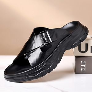 Sandales d'été en cuir véritable 2026, best-seller, à semelle épaisse et résistantes à l'usure, pour hommes, à bout fermé, décontractées, pour l'extérieur - Product Image 2