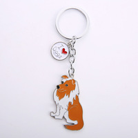 Porte-clés en alliage de zinc en forme de chien mignon, pendentif animal tendance pour voiture et sac, petite taille, cadeaux en gros