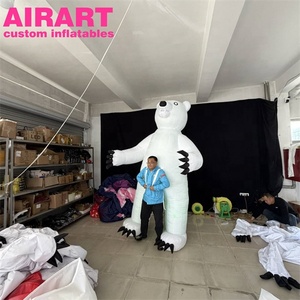 Outside Carnival Parade Mascot Inflatable <strong>White</strong> Bear <strong>Puppet</strong>,inflatable Cute Polar Bear Costume with LED Lights - Product Image 2