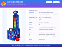 Fabricant de jeux d'arcade High Striker, jeu de marteaux, OEM, ODM, thème personnalisé