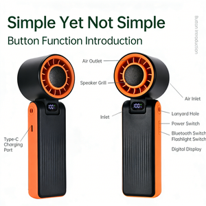 Mini Ventilador Plegable Portátil con Altavoz, Ventilador de Enfriamiento para el Hogar, Oficina, Escritorio, Mesa, Uso en Exteriores, 6000 mAh, Ventilador de Mano Portátil de Larga Duración - Product Image 6