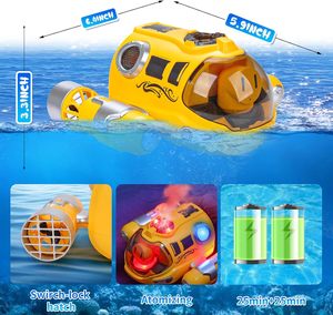 Barco de juguete <span class=keywords><strong>RC</strong></span> con rociador de niebla de rotación de 360 grados, lancha submarina de 2,4G para niños, nivel eléctrico de plástico para principiantes - Product Image 3