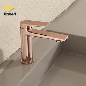 Grifos de Lavabo de Sobremesa de Cobre Cepillado Dorado al por Mayor, Monomando, Mezclador de Doble Control, Grifo Minimalista con Núcleo de Cerámica, Agua Fría y Caliente - Product Image 3