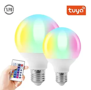 Fxpot Smart Led Light Alexa Lamp Smart Group Control Tuya App RGB Dimming E26 E27 B22 18W Remote Control Led Bulb