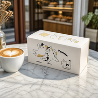 Idéal pour les cadeaux saisonniers, boîte à gâteaux de lune, emballage en carton rigide, imprimé chat mignon kawaii, logo personnalisé, marque privée, OEM