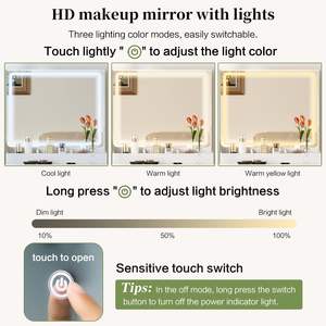 Coiffeuse réglable <span class=keywords><strong>avec</strong></span> miroir LED et tiroirs de rangement - Product Image 4