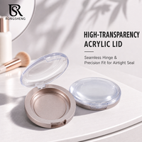 Emballage de maquillage personnalisé, étiquette privée, boîte ronde vide pour blush et illuminateur, étui à poudre compact, cosmétique en plastique