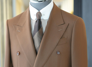 Traje de Hombre de Alta Calidad en Tela de Lana Italiana, Color Marrón, Hecho a Medida, Corte Entallado, Chaqueta <span class=keywords><strong>y</strong></span> Pantalón, Traje de <span class=keywords><strong>2</strong></span> Piezas, Corte Recto, Doble Botonadura - Product Image 2