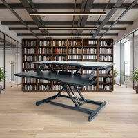 Convertisseur de bureau moderne en métal réglable - Rehausseur de bureau assis-debout pour la maison et le bureau - Entièrement assemblé avec vérin à ressort - Noir