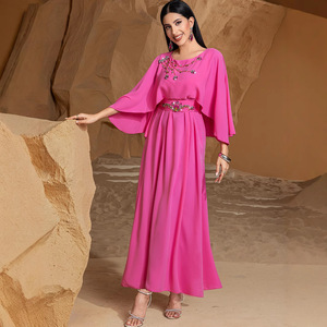 OEM/ODM Abaya Elegante de Color Sólido, Talla Grande, Alta Calidad, Estilo Dubái, Vestido Largo con Cuentas de Perlas para Ramadán, Ropa Modesta - Product Image 3