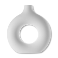 Vase Donut Blanc en Plastique Art Déco Incassable Léger pour Décoration Intérieure et Présentation de Fleurs Séchées