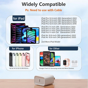PD 20W USB C อะแดปเตอร์ชาร์จไฟติดผนังสำหรับ <span class=keywords><strong>iPhone</strong></span> 15 14 13 12 <span class=keywords><strong>Pro</strong></span> iPad <span class=keywords><strong>Pro</strong></span> ชาร์จเร็วป้องกันเราจากสหราชอาณาจักร - Product Image 5