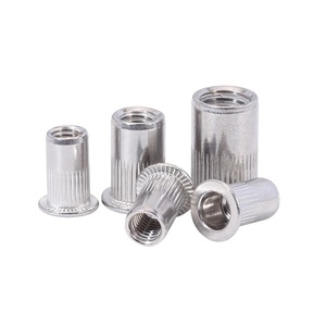 Écrous à sertir à tête plate à extrémité ouverte, rivets à corps moleté, inserts rivets, acier au carbone, M4 M5 M6 M8 M10 M12, zingué jaune - Product Image 5