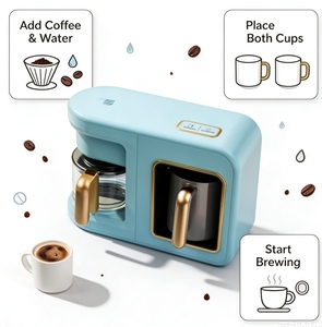 Machine à café turque automatique 600W, réservoir d'eau 900ml, 6 tasses, machine à boissons multi-températures avec fonction mousse de lait chaude et froide - Product Image 3