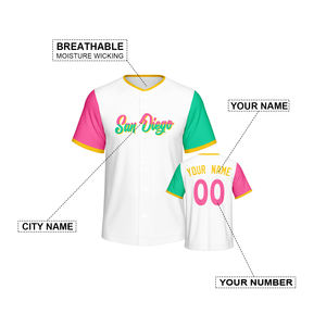 Vente en gros de maillots de <span class=keywords><strong>baseball</strong></span> personnalisés en polyester 100% à transfert thermique, séchage rapide, respirant, col en V, 260g, chemises de <span class=keywords><strong>baseball</strong></span> pour hommes, adultes - Product Image 3