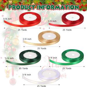 Ruban de satin d'emballage de 10 mm, bord doré, ruban de satin double face rose avec bord doré, 3/8 pouces - Product Image 2