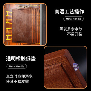 Tabla de Cortar de Madera de Ébano de 2.5 cm de Grosor, Tabla de Cortar de Madera Maciza para Cocina con Mango de Metal, Antimoho, Duradera, Rectangular - Product Image 1