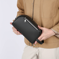Tas Selempang Bisnis Pria Model Baru, Bahan Kulit PU Lembut, Anti Maling, Ritsleting, Kapasitas Besar, Kantong Ponsel, Dompet