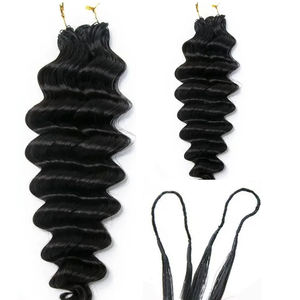 Cheveux humains au crochet pré-bouclés, noirs, pour femmes, ondulations profondes sans nœuds, 100 % vierges Remy, sans perte de cheveux - Product Image 4