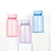 Flacon vide en plastique PET coloré pour compléments alimentaires, pilules, capsules, vitamines, avec bouchon à vis, logo personnalisé pour les soins de santé