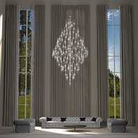 Lampe suspendue spacieuse, lampes modernes sur mesure, lustre LED luxueux avec suspension en verre pour salon