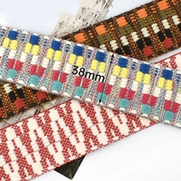 38MM Coloré Zig Zag Ethrique Coton Jacquard Ruban Sangle pour Vêtements Sac À Dos Décoratif DIY Accessoires De Couture