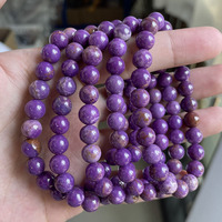 Bracelet en améthyste lavande véritable de couleur violette, bracelet en pierres de quartz fantôme violettes et de jade pour femmes