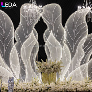 LEDA Modern Elegant Custom <b>Wedding</b> Stage Glowing Wave Backdrop Metal <b>Frame</b> Mesh Yarn Light Strip Backdrop Stand for <b>Wedding</b> - Product Image 3